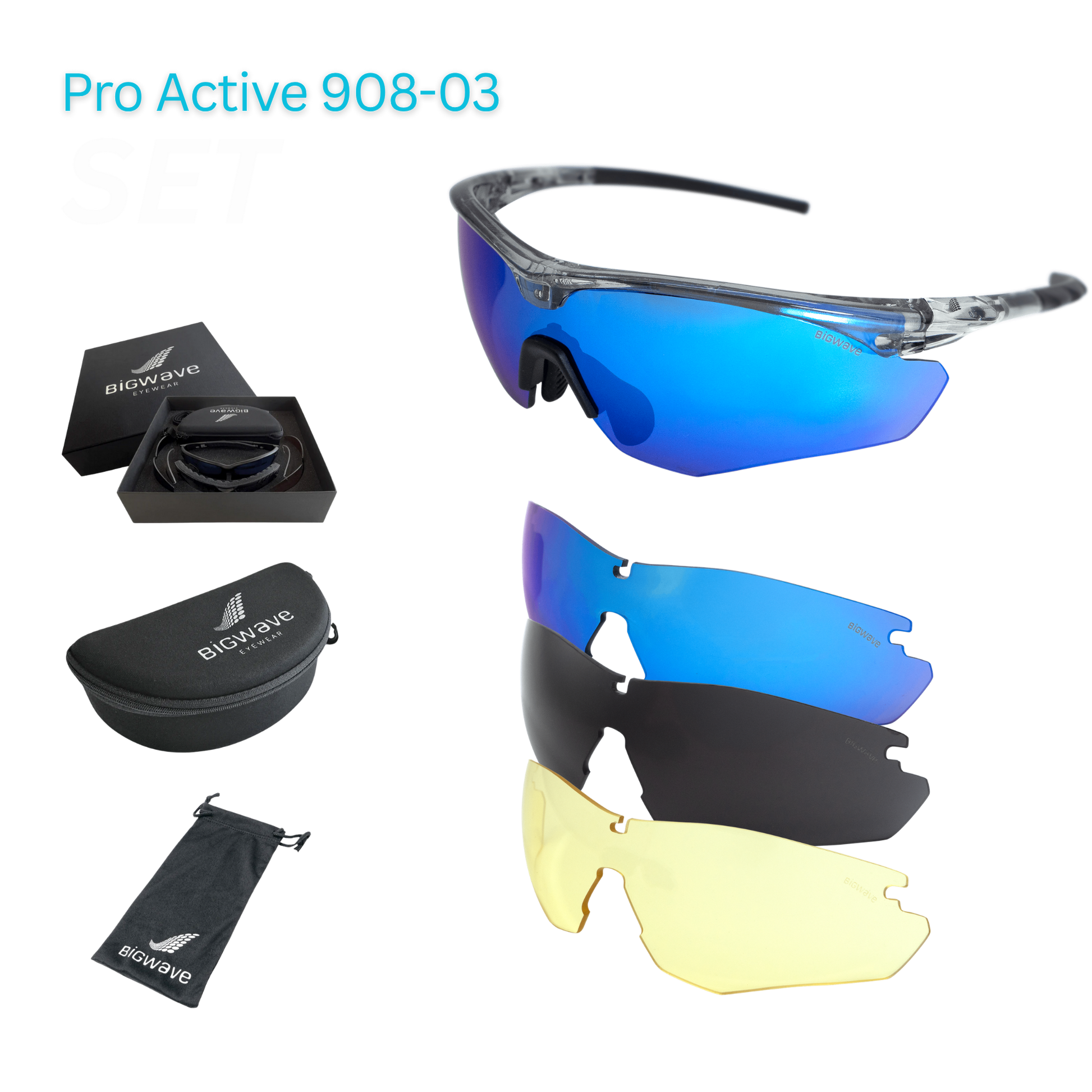 Pro Active 908 Fahrradbrillen-Set mit Wechselscheiben